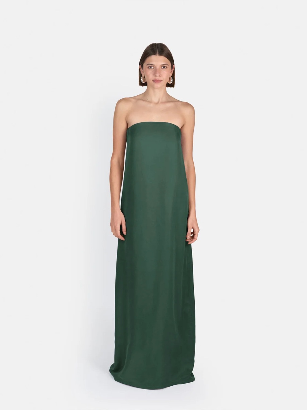 Cris Serra Janet Strapless Maxi Dress Dark Green Cupro XS